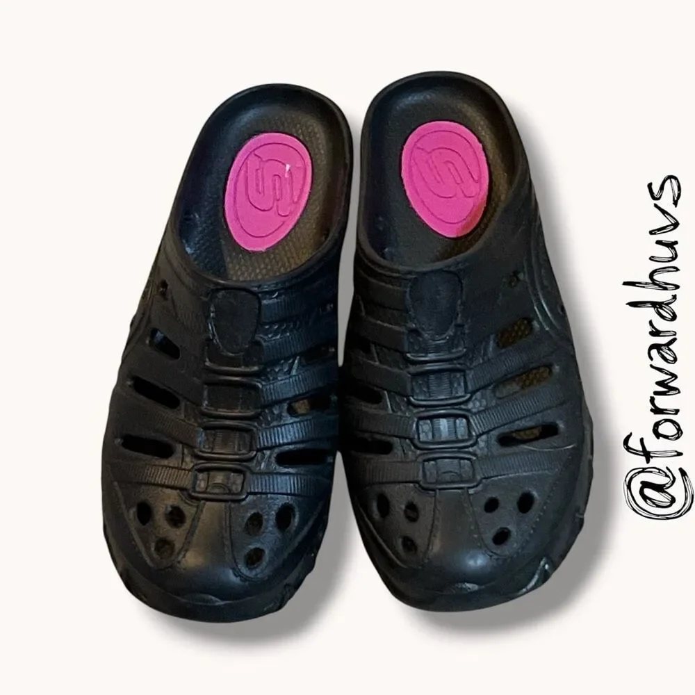 Skechers Black Pink Foam Clogs Slip On Sandals Women’s 7